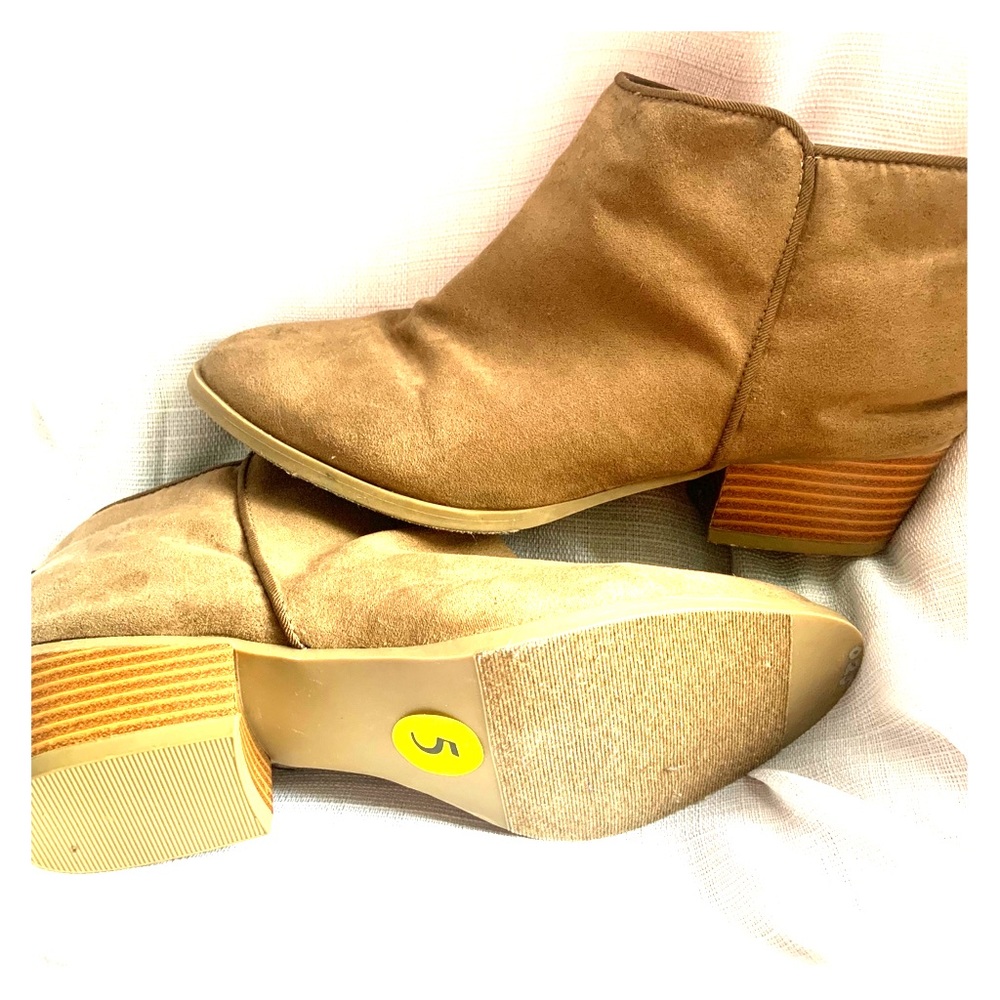 Tan booties with side zip